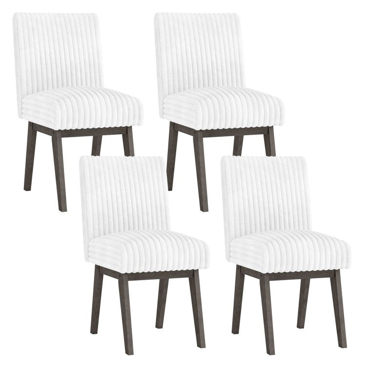 Dining Chairs Set of 4 Fabric Upholstered Kitchen Chairs with Padded Seat and Rubber Wood Legs Dining Chairs Set of 4 Fabric Upholstered Kitchen Chairs with Padded Seat and Rubber Wood Legs