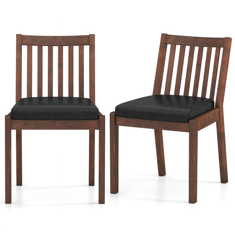PU Leather Upholstered Dining Chair with Padded Seat Set of 2 PU Leather Upholstered Dining Chair with Padded Seat Set of 2