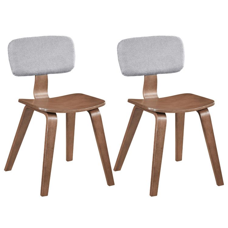 Set of 2 Rubber Wood Dining Room Chairs with Teddy Velvet Padded Backrest Set of 2 Rubber Wood Dining Room Chairs with Teddy Velvet Padded Backrest