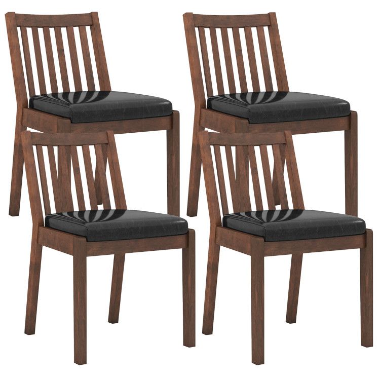 PU Leather Upholstered Dining Chair with Padded Seat Set of 4