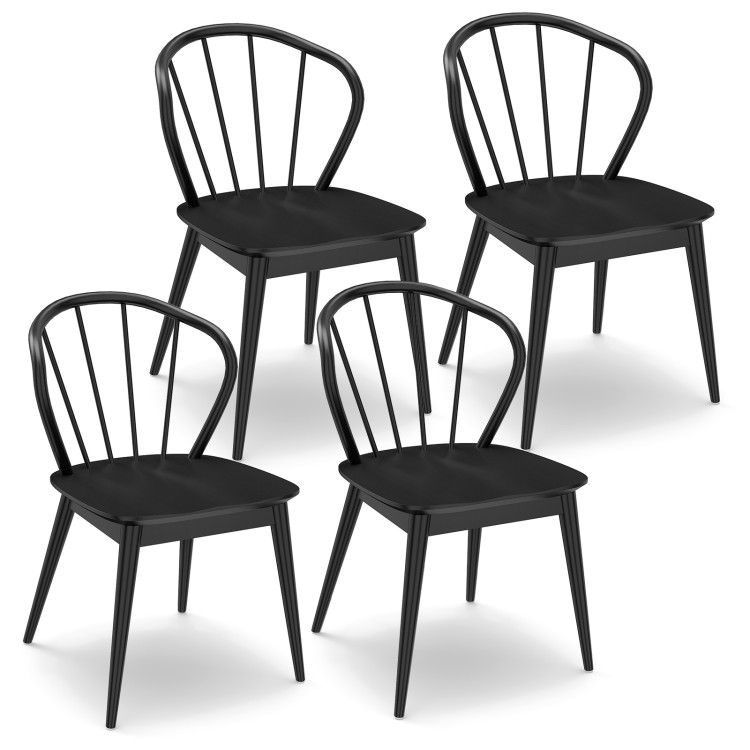 Windsor Dining Chairs Set of 4 with Spindle Backrest Windsor Dining Chairs Set of 4 with Spindle Backrest