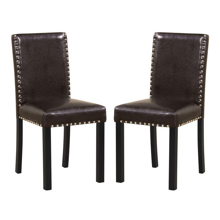 Set of 2/4 Dining Chairs Faux Leather Upholstered Parsons Kitchen Chairs