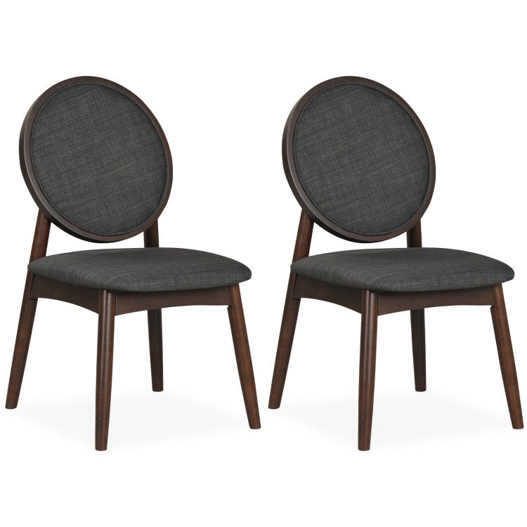 Set of 2 Upholstered Linen Fabric Kitchen Side Chairs with Padded Seat Set of 2 Upholstered Linen Fabric Kitchen Side Chairs with Padded Seat
