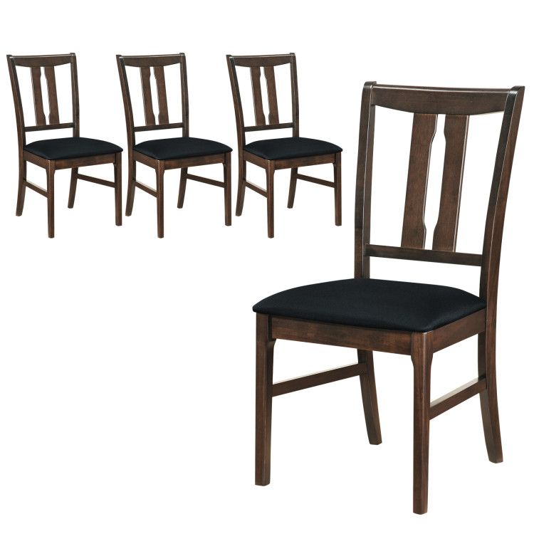 Set of 4 Wooden Upholstered Dining Chairs with High Curved Back Set of 4 Wooden Upholstered Dining Chairs with High Curved Back
