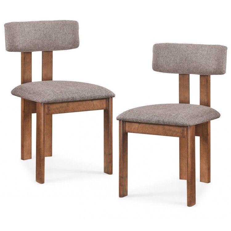 Upholstered Rubber Wood Dining Chairs Set of 2 with Curved Backrest Upholstered Rubber Wood Dining Chairs Set of 2 with Curved Backrest