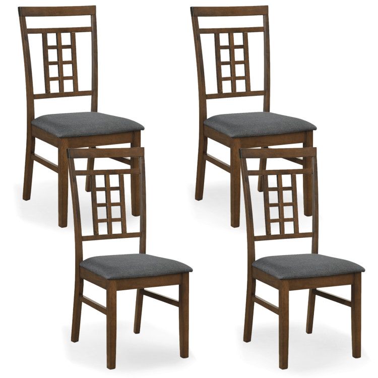 Rubber Wood Dining Chairs Set of 4 with Lattice Back Rubber Wood Dining Chairs Set of 4 with Lattice Back