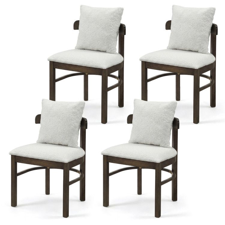 Fabric Upholstered Wood Dining Chairs Set of 4 with Removable Pillow Fabric Upholstered Wood Dining Chairs Set of 4 with Removable Pillow