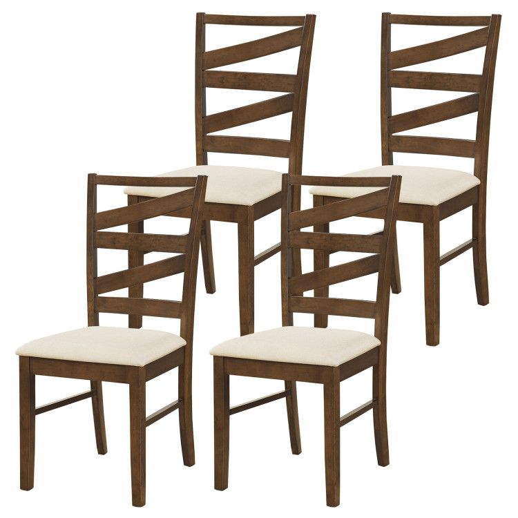 Dining Chairs Set of 4 with Backrests and Rubber Wood Frames Dining Chairs Set of 4 with Backrests and Rubber Wood Frames