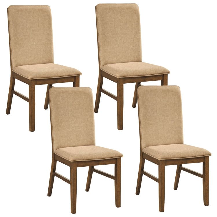 Set of 4 Upholstered Dining Chairs with Solid Rubber Wood Legs Set of 4 Upholstered Dining Chairs with Solid Rubber Wood Legs