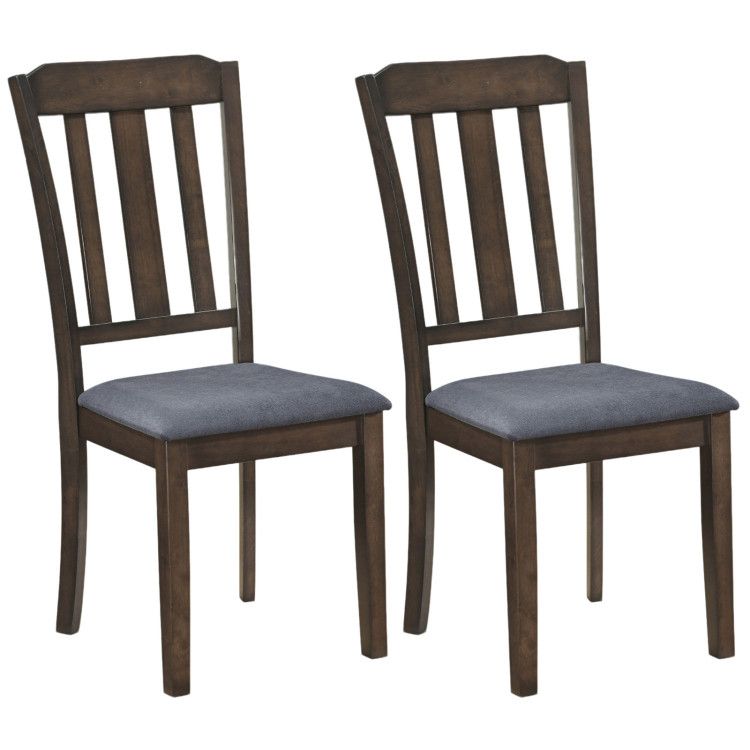 Set of 2 Rubber Wood Dining Room Chairs with Comfortable Backrest