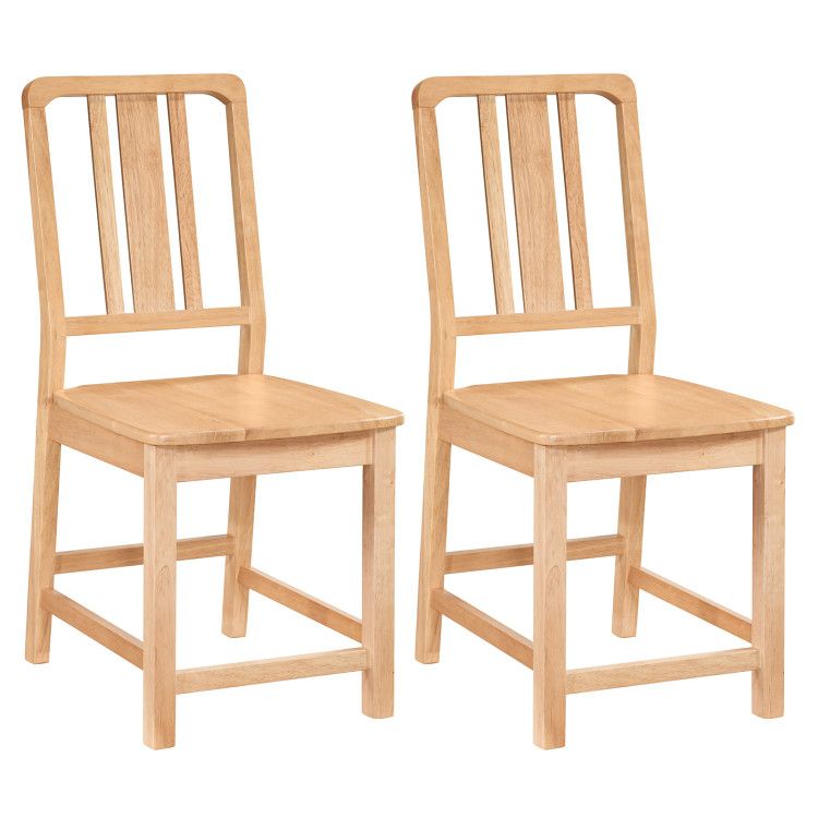 Rubber Wood Dining Chairs Set of 2 with Hollowed Backrest Rubber Wood Dining Chairs Set of 2 with Hollowed Backrest