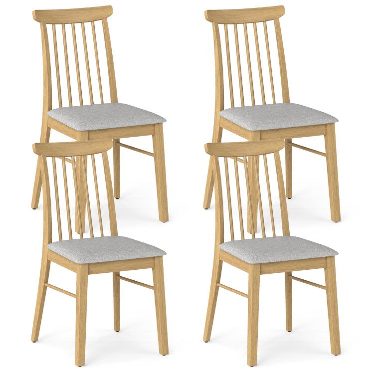 Dining Chairs Set of 4 Fabric Upholstered Kitchen Armless Chairs with Rubber Wood Frame Dining Chairs Set of 4 Fabric Upholstered Kitchen Armless Chairs with Rubber Wood Frame