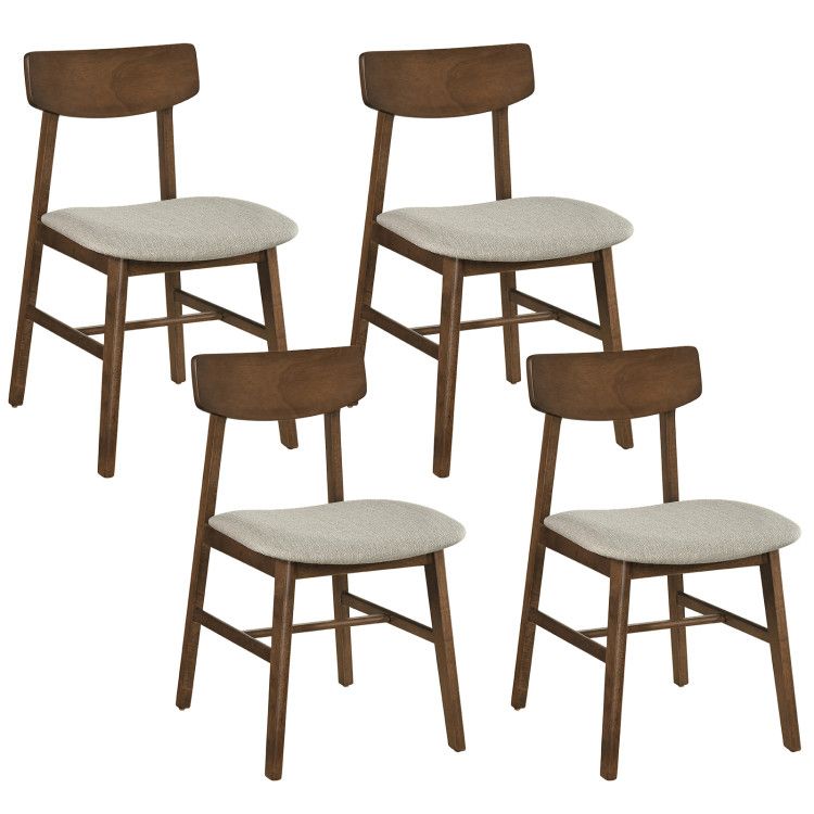 Solid Rubber Wood Dining Chairs Set of 4 with Curved Backrest Solid Rubber Wood Dining Chairs Set of 4 with Curved Backrest
