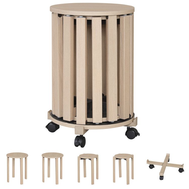 Round Portable Wood Nesting Stools with Locking Casters Round Portable Wood Nesting Stools with Locking Casters