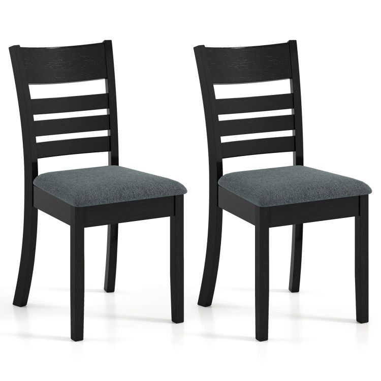 Wooden Dining Chairs Set of 2 Upholstered Kitchen Chairs with Rubber Wood Frame