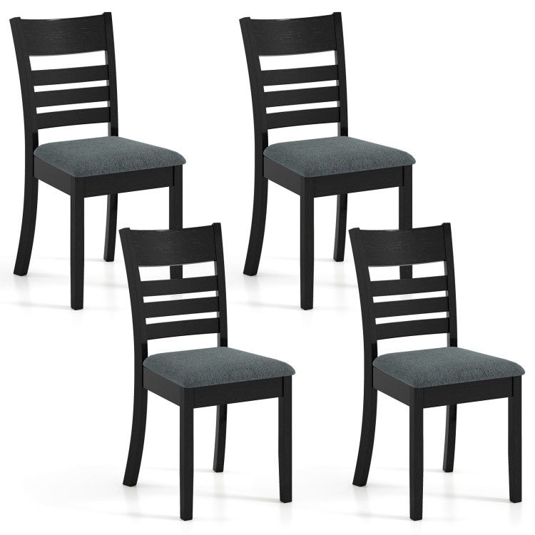 Wooden Dining Chairs Set of 4 Upholstered Kitchen Chairs with Rubber Wood Frame