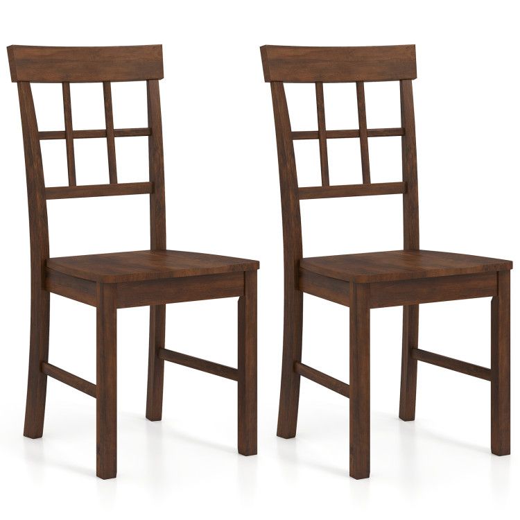 Rubber Wood Dining Chairs Set of 2 with High Backrests Rubber Wood Dining Chairs Set of 2 with High Backrests