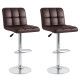 Set of 2 Square Swivel Adjustable Bar Stools with Back and Footrest Set of 2 Square Swivel Adjustable Bar Stools with Back and Footrest