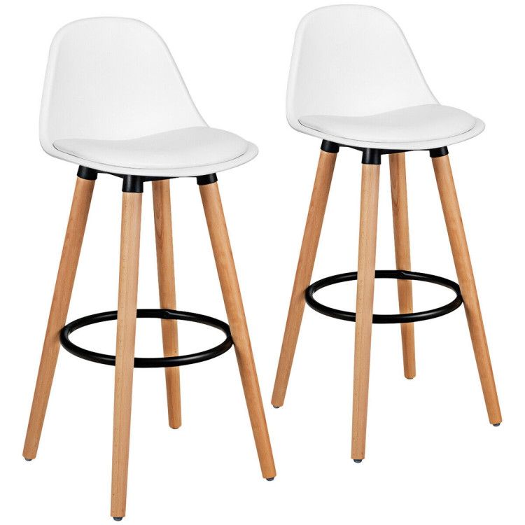 2 Pieces Mid-Century Barstool 28.5 Inch Dining Pub Chairs 2 Pieces Mid-Century Barstool 28.5 Inch Dining Pub Chairs