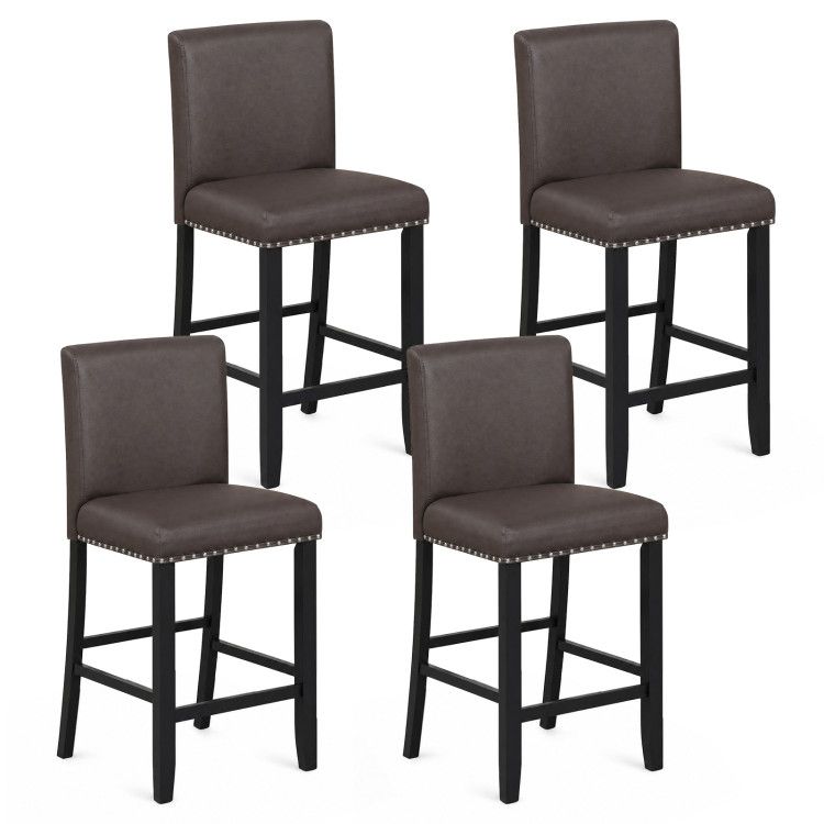Set of 4 Bar Stools with Back for Kitchen Island