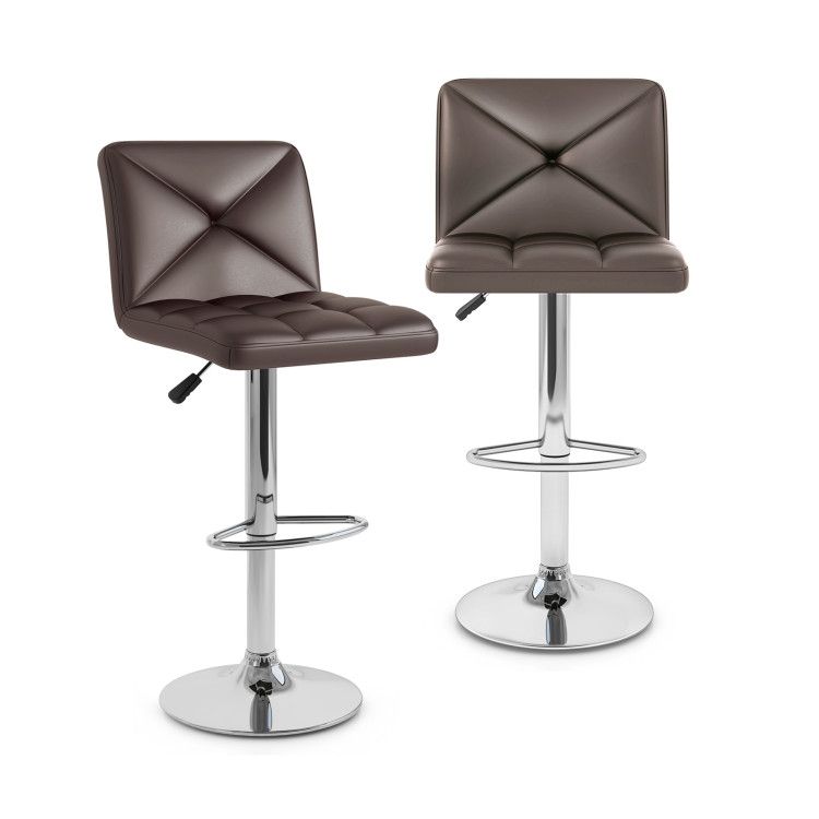 PU Leather Upholstered Bar Stools Set of 2 with Back and Adjustable Height PU Leather Upholstered Bar Stools Set of 2 with Back and Adjustable Height