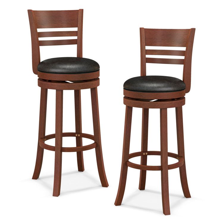 Set of 2 360° Bar Stools with PU Upholstered Seats Set of 2 360° Bar Stools with PU Upholstered Seats