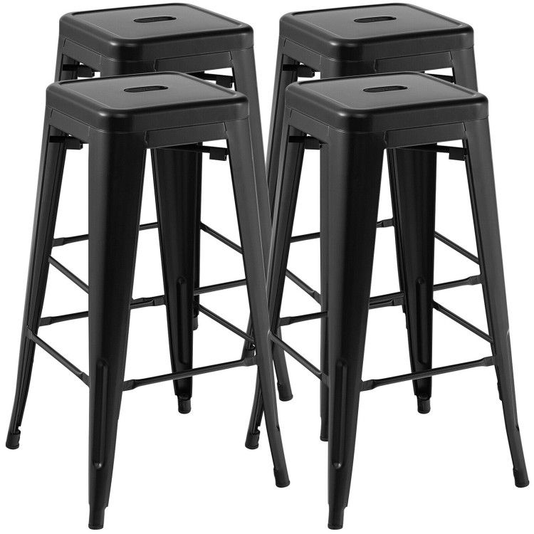 30 Inch Bar Stools Set of 4 with Square Seat and Handling Hole 30 Inch Bar Stools Set of 4 with Square Seat and Handling Hole