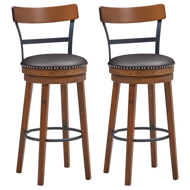 Set of 2 Swivel Counter Height Bar Stools