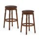 Set of 2 24/29 Inch Swivel Leather Padded Dining Bar Stools