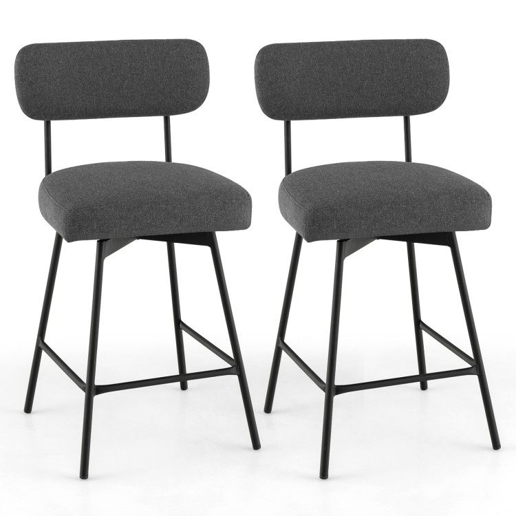 25 Inch 2 Pieces Modern Upholstered Bar Stools with Back Footrests 25 Inch 2 Pieces Modern Upholstered Bar Stools with Back Footrests
