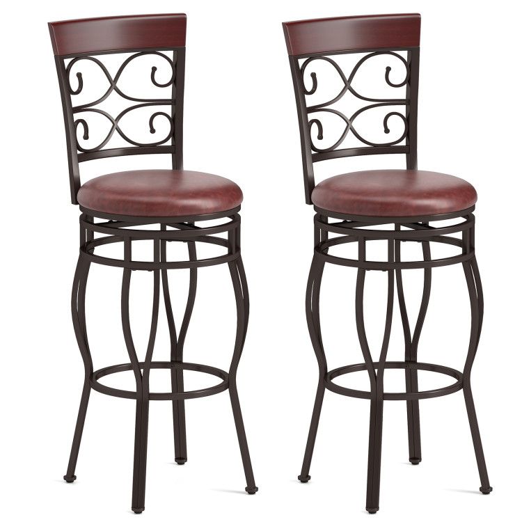 Set of 2 30 Inch Bar Stool with Backrest and Footrest Set of 2 30 Inch Bar Stool with Backrest and Footrest