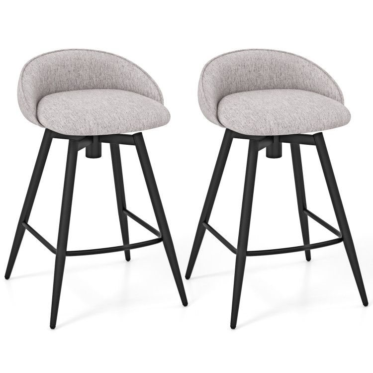 Upholstered Bar Stools Set of 2 with Footrest and Backrest Upholstered Bar Stools Set of 2 with Footrest and Backrest