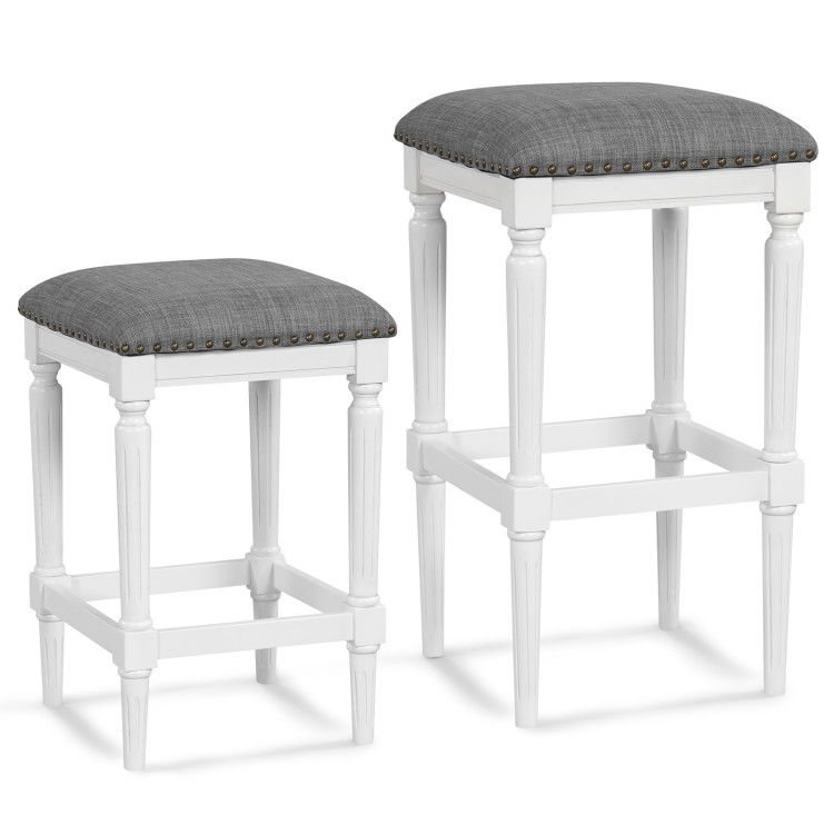 3 Heights Square Saddle Stool Set of 2 with Footrests and Padded Seats 3 Heights Square Saddle Stool Set of 2 with Footrests and Padded Seats