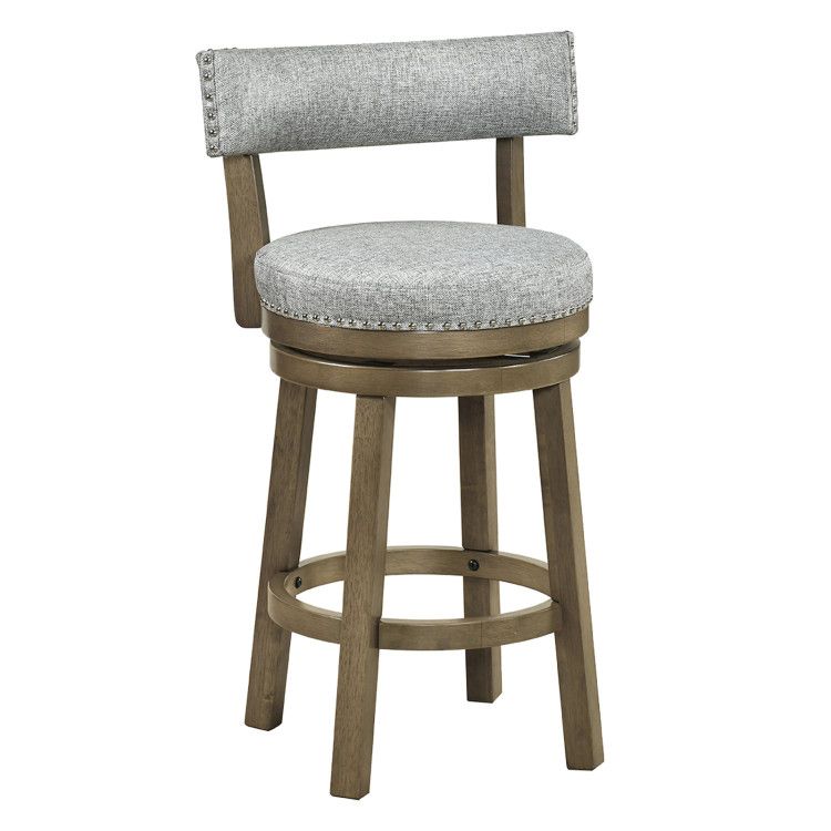 27/31 Inch Swivel Bar Stool with Upholstered Back Seat and Footrest 27/31 Inch Swivel Bar Stool with Upholstered Back Seat and Footrest