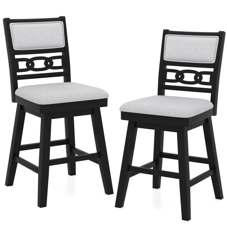 25 Inch Bar Stools Set of 2 with Upholstered Backrest and 360° Rotation Seat 25 Inch Bar Stools Set of 2 with Upholstered Backrest and 360° Rotation Seat