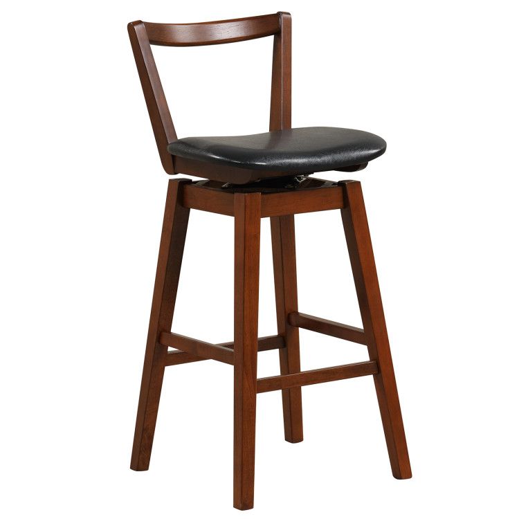 Swivel Upholstered PU Leather Stool with Backrest and Cushioned Seat Swivel Upholstered PU Leather Stool with Backrest and Cushioned Seat