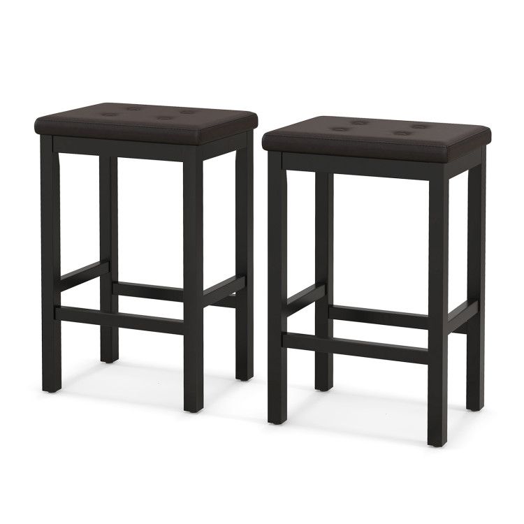 24 Inch Bar Stools with Padded Seat Footrest and Rubber Wood Frame 24 Inch Bar Stools with Padded Seat Footrest and Rubber Wood Frame