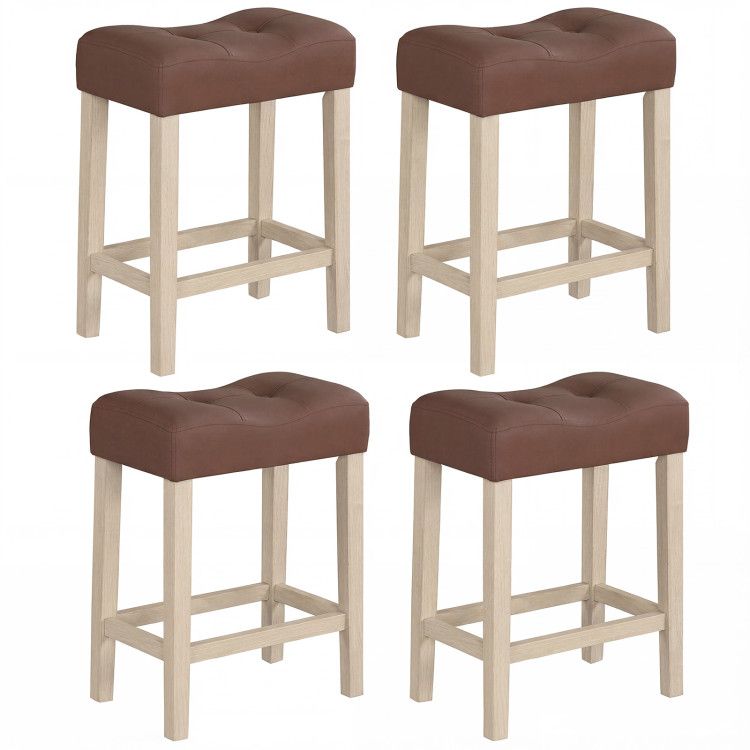 Set of 4 Upholstered Counter Height Bar Stool with Curved Saddle-Seat Set of 4 Upholstered Counter Height Bar Stool with Curved Saddle-Seat