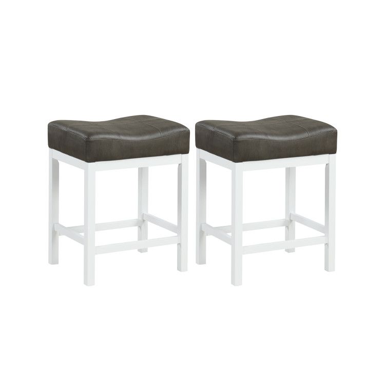 24.5 Inches Linen Fabric Saddle Stools Set of 2 with Cushioned Seat 24.5 Inches Linen Fabric Saddle Stools Set of 2 with Cushioned Seat