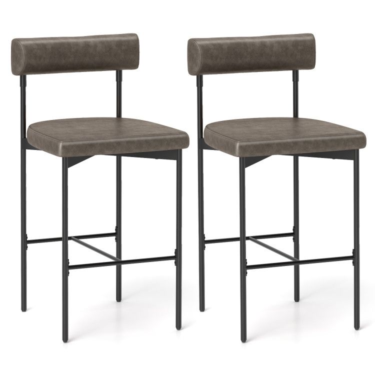 26 Inch Upholstered Bar Stools Set of 2 Counter Height Bar Chairs with Backrest 26 Inch Upholstered Bar Stools Set of 2 Counter Height Bar Chairs with Backrest