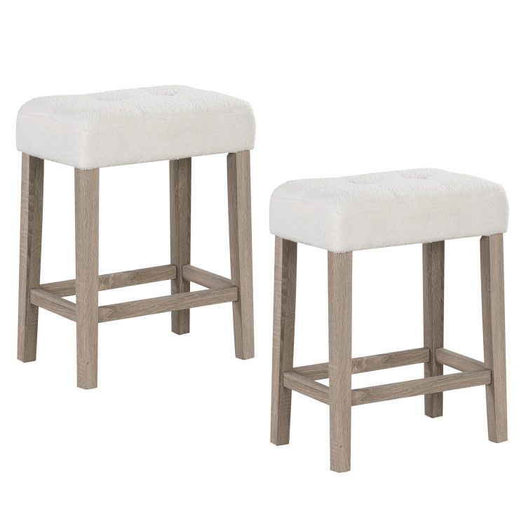 Modern Counter Height Bar Stools Set of 2 with Rubber Wood Legs Modern Counter Height Bar Stools Set of 2 with Rubber Wood Legs