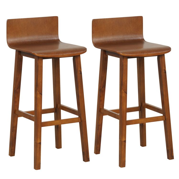 29 Inch Wood Bar Stools Set of 2 with Solid Back and Seat 29 Inch Wood Bar Stools Set of 2 with Solid Back and Seat