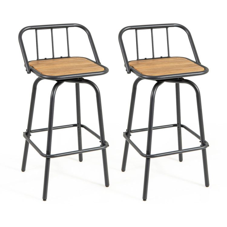 360° Swivel Bar Stool Set of 2 with Footrest and Backrest 360° Swivel Bar Stool Set of 2 with Footrest and Backrest