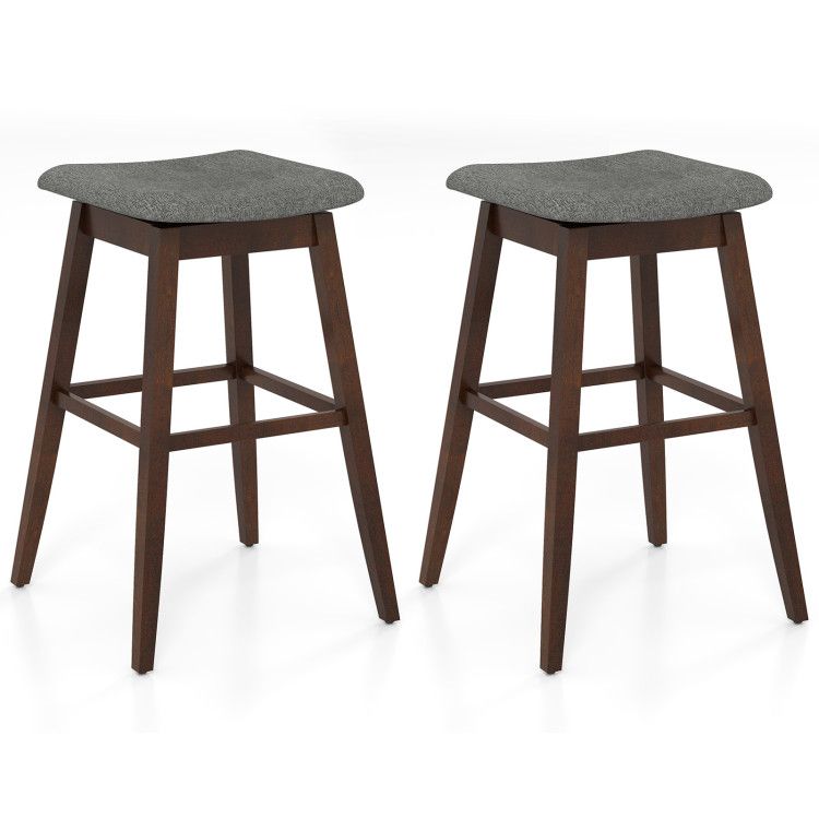 Swivel Bar Stools Set of 2 with Footrest and Rubber Wood Legs Swivel Bar Stools Set of 2 with Footrest and Rubber Wood Legs