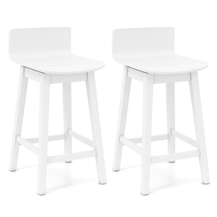 24.5 Inch Swivel Wooden Bar Stools Set of 2 with Rubber Wood Legs and Low Back 24.5 Inch Swivel Wooden Bar Stools Set of 2 with Rubber Wood Legs and Low Back
