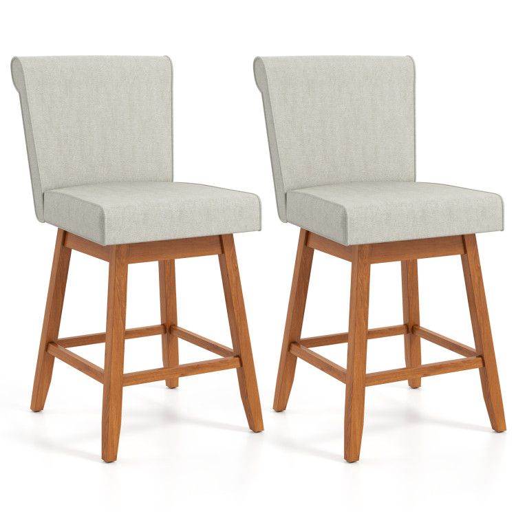 27 Inch Counter Height Bar Chairs with Rubber Wood Legs Set of 2 27 Inch Counter Height Bar Chairs with Rubber Wood Legs Set of 2