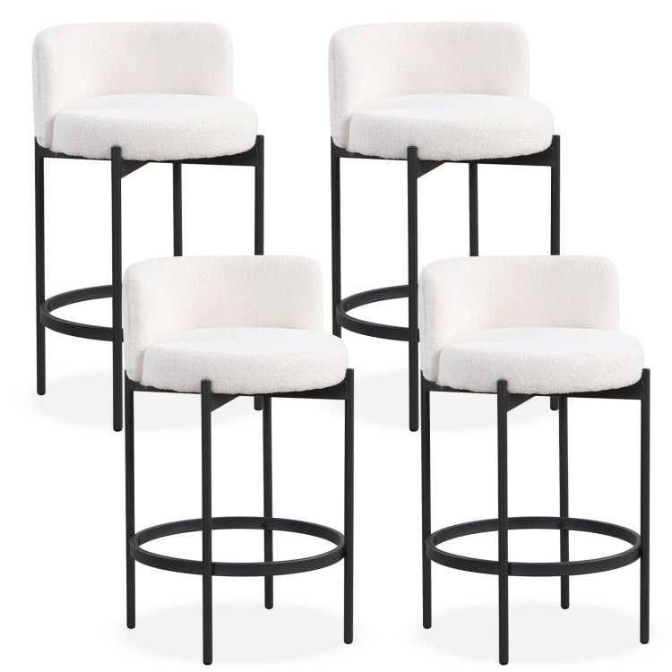 24 Inch Boucle Counter Stools Set of 2/4 with Curved Backrest 24 Inch Boucle Counter Stools Set of 2/4 with Curved Backrest