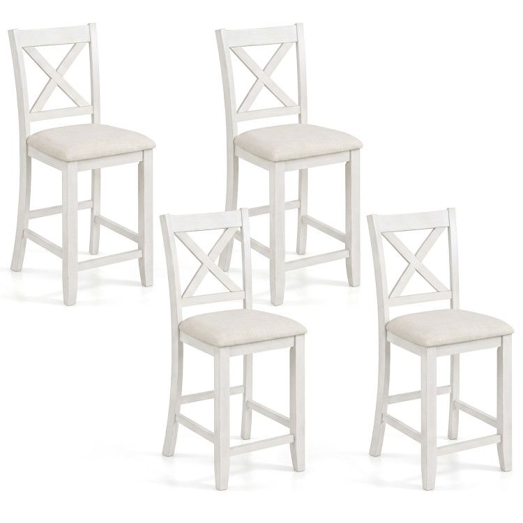Set of 4 Modern Farmhouse Counter Height Stools with Footrest
