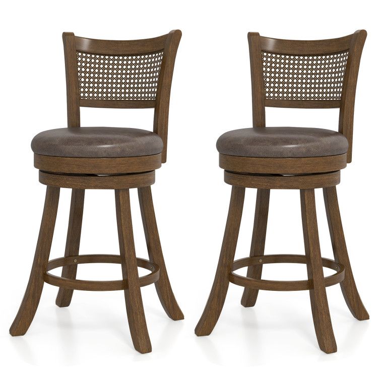 Set of 2 Bar Stools 25 Set of 2 Bar Stools 25" Swivel Bar Chairs Leathaire Counter Height Stools