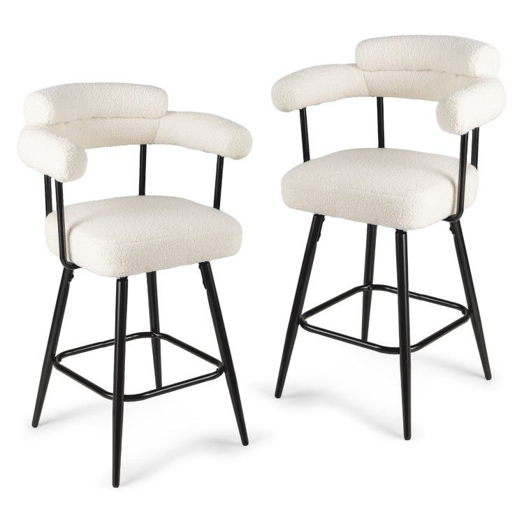 Swivel Bar Stool Set of 2 Counter Height Chairs with Curved Back and Arms Swivel Bar Stool Set of 2 Counter Height Chairs with Curved Back and Arms